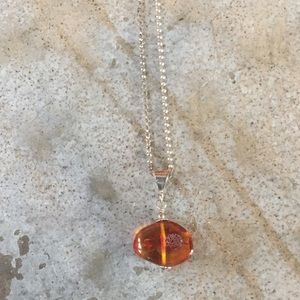 ⚡️⚡️3/$10  Amber silver chain one stone necklace